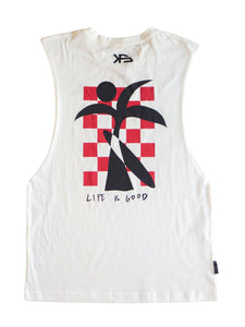 KS Life is Good Mens Tank (White) - KS Boardriders Surf Shop