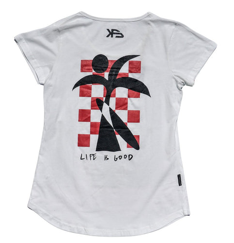 KS Life is Good Womens Tee (White) - KS Boardriders Surf Shop