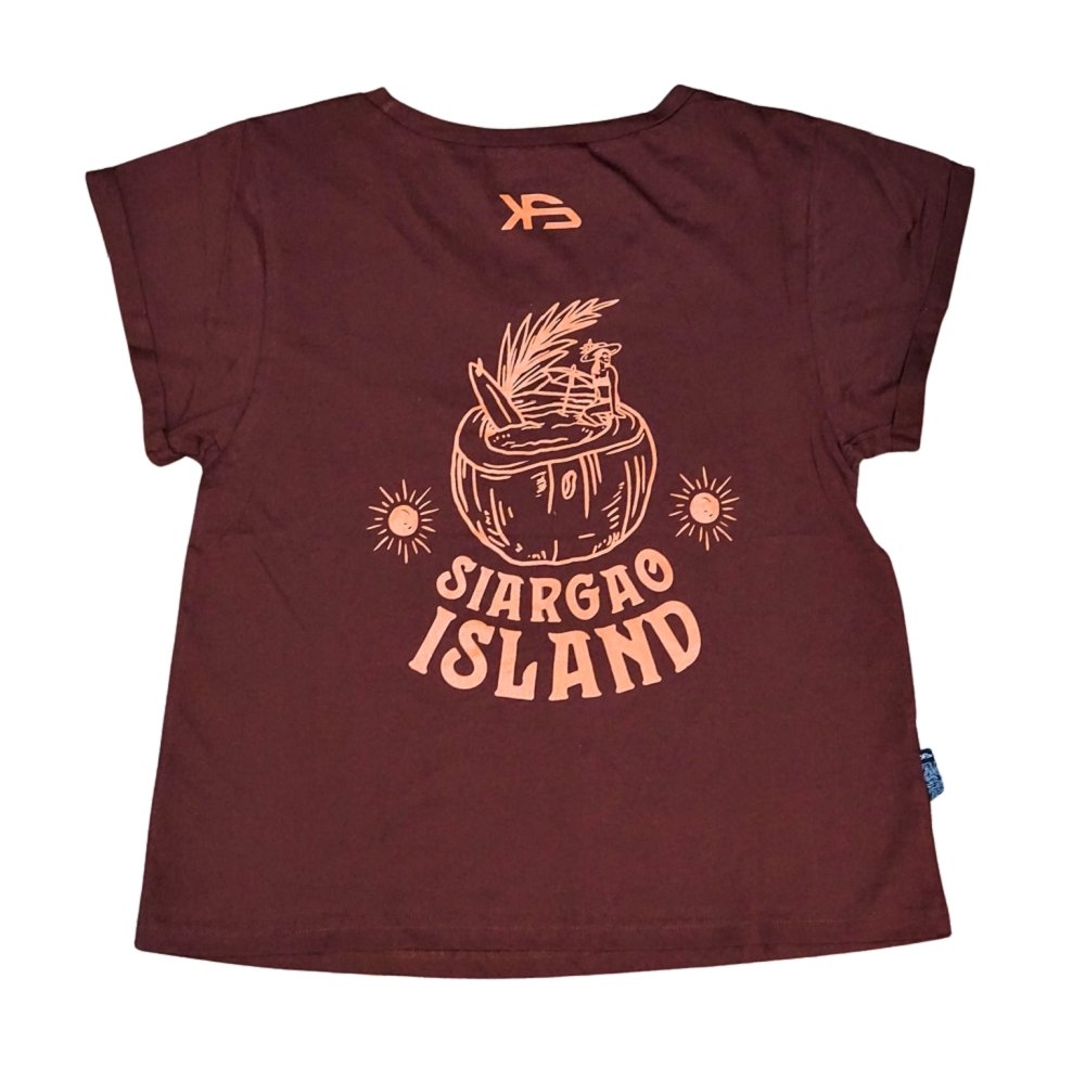 KS Siargao Coco Womens Tee (Organic Burgundy) - KS Boardriders Surf Shop