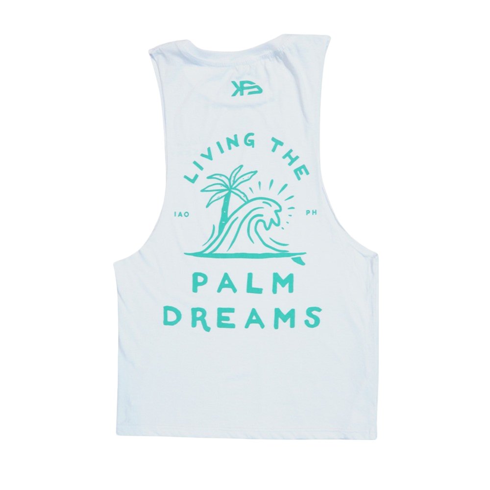KS Siargao Palm Dreams Men's Tank (White) - KS Boardriders Surf Shop