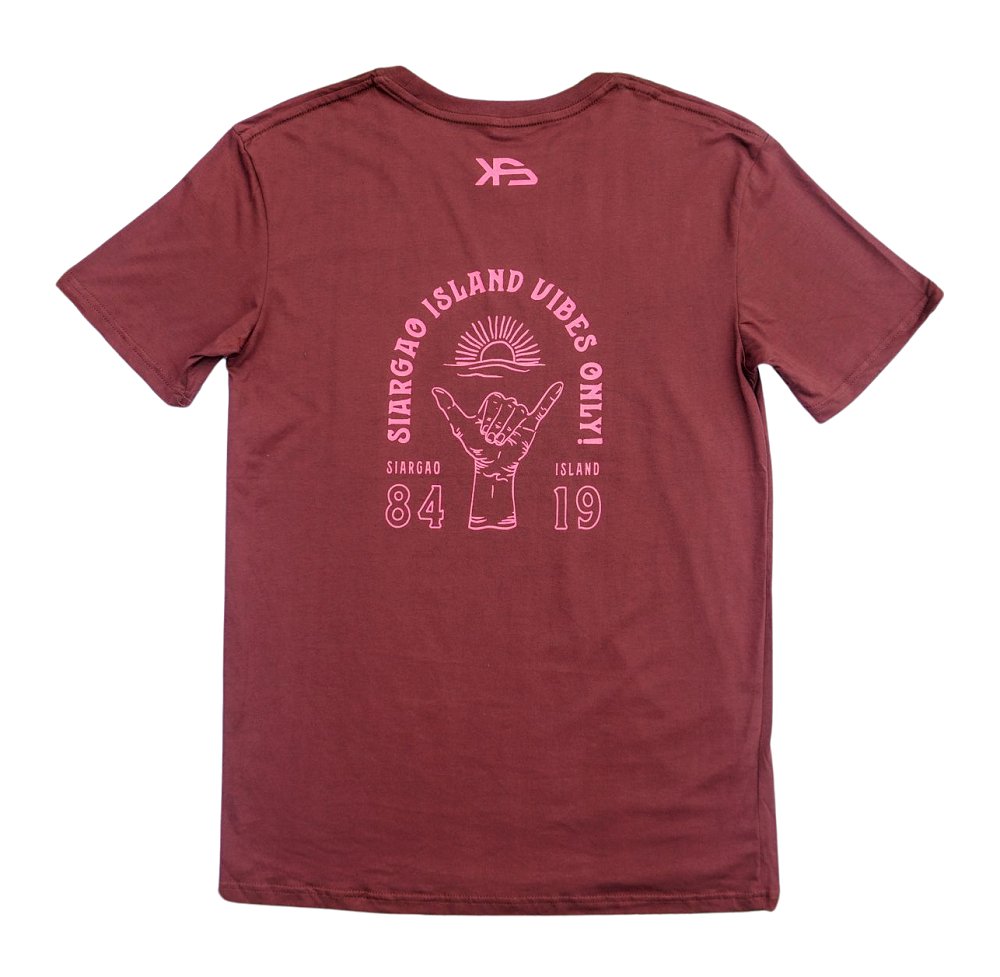 KS Siargao Vibes Only Mens Tee (Burgundy) - KS Boardriders Surf Shop