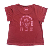 Load image into Gallery viewer, KS Siargao Vibes Only Womens Tee (Burgundy) - KS Boardriders Surf Shop