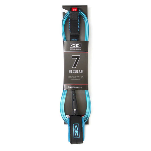 Ocean & Earth 7ft Regular Moulded Leash (Blue) - KS Boardriders Surf Shop