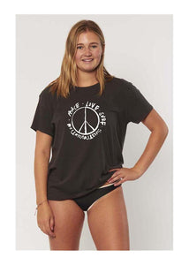 Peace Love Sisstr Organic Shortsleeve Knit Tee (Charcoal) - KS Boardriders Surf Shop