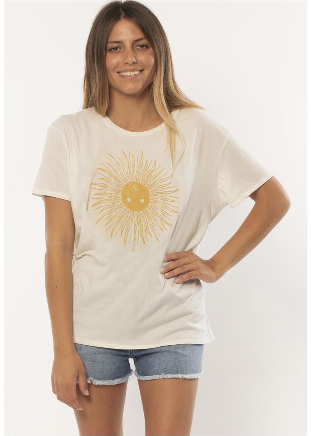 Sisstr Celestial Sunlight SS Boyfriend Tee (Vintage White) - KS Boardriders Surf Shop