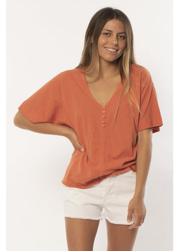 Sisstr Jaelyn Shortsleeve Knit Top (Chili) - KS Boardriders Surf Shop