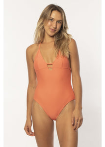 Sisstr Solid Sun Chaser One Piece (Vibrant Coral) - KS Boardriders Surf Shop