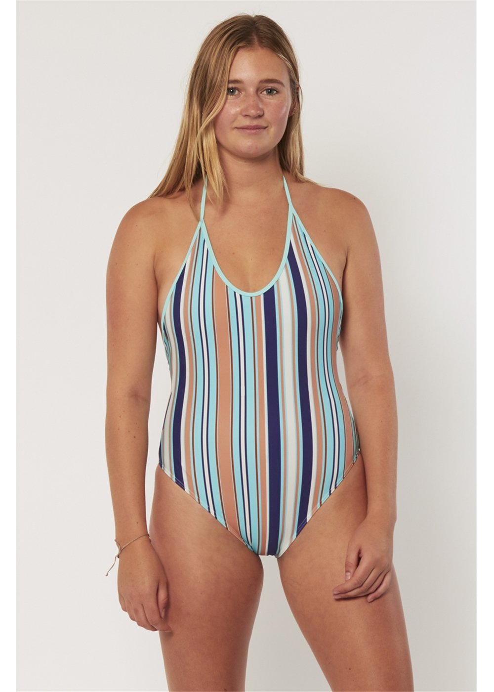 Sisstr Stripe Plunge One Piece (Baja Blue) - KS Boardriders Surf Shop