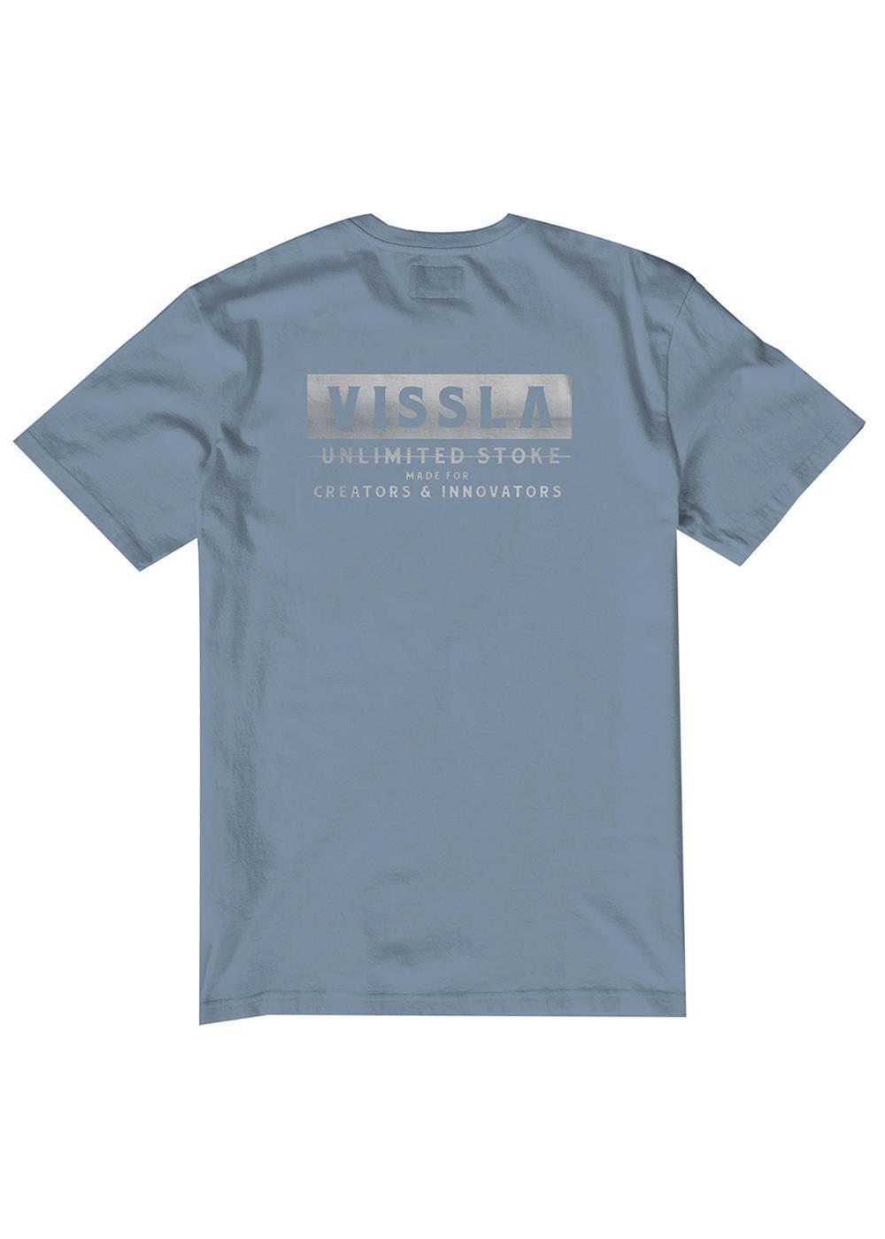 Vissla Blockhead Organic SS Tee (Faded Denim) - KS Boardriders Surf Shop